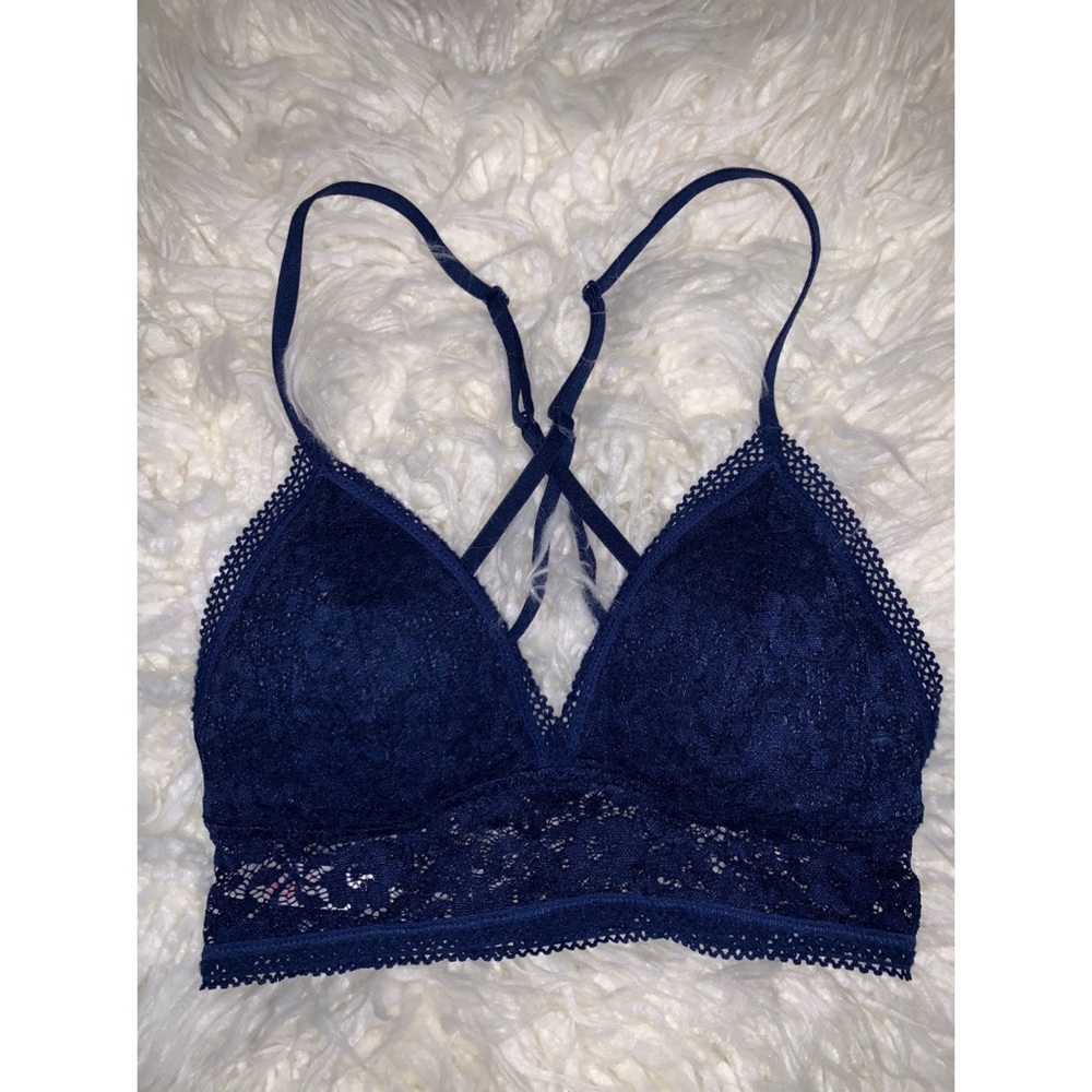 Navy blue lace bralette